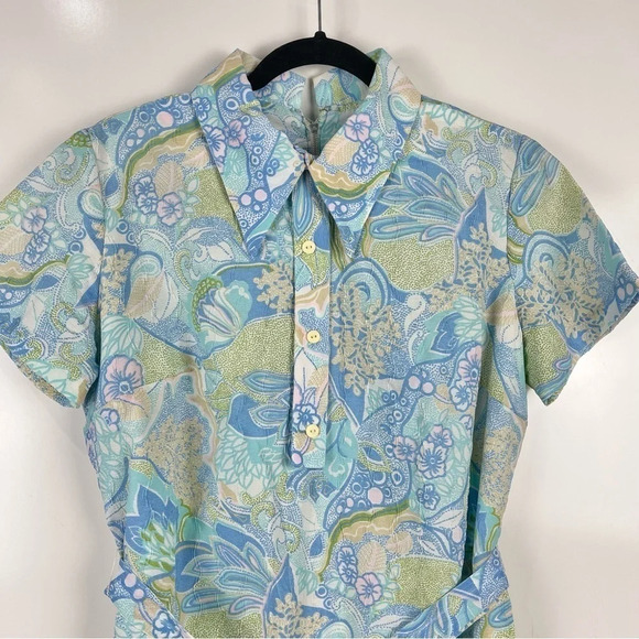 Vintage Blue Paisley Print Shirt Dress - Picture 9 of 10